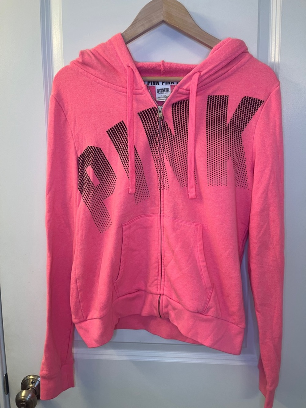 PINK Victoria's Secret Coral Pink Full-Zip Hoodie